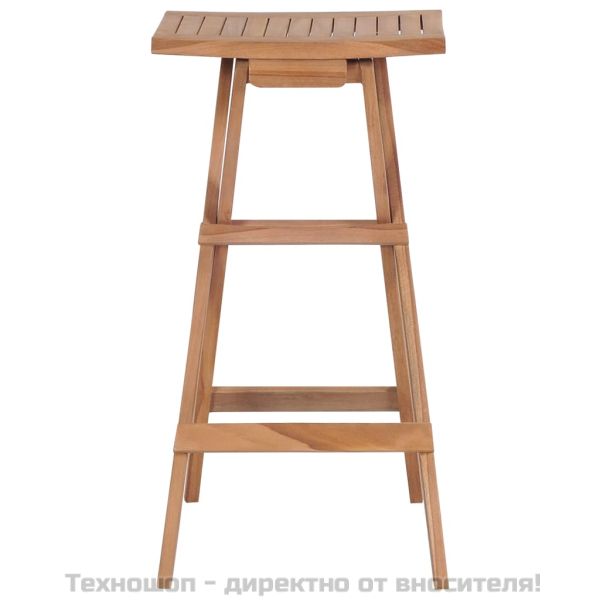 Сгъваеми бар столове, 4 бр, тиково дърво масив