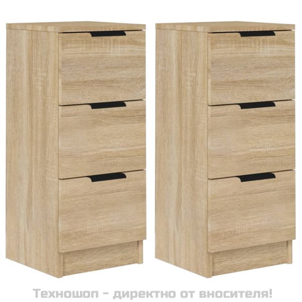 Сайдборди, 2 бр, дъб сонома, 30x30x70 см, инженерно дърво