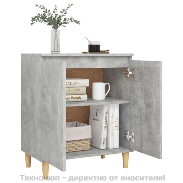 Бюфет крака дърво масив бетонно сив 60x35x70 см инженерно дърво