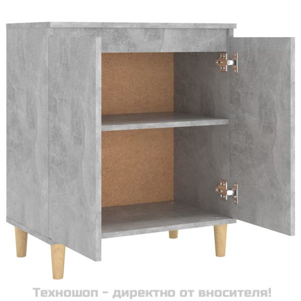 Бюфет крака дърво масив бетонно сив 60x35x70 см инженерно дърво