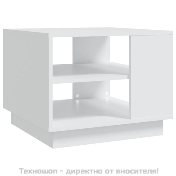 Кафе маса, бяла, 55x55x43 см, инженерно дърво