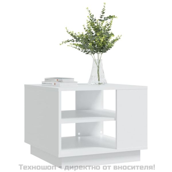 Кафе маса, бяла, 55x55x43 см, инженерно дърво