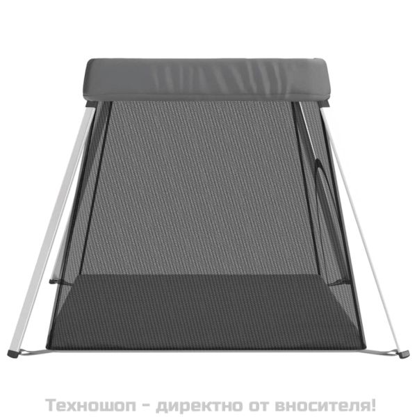 Бебешка кошара с матрак, тъмносива, ленен плат