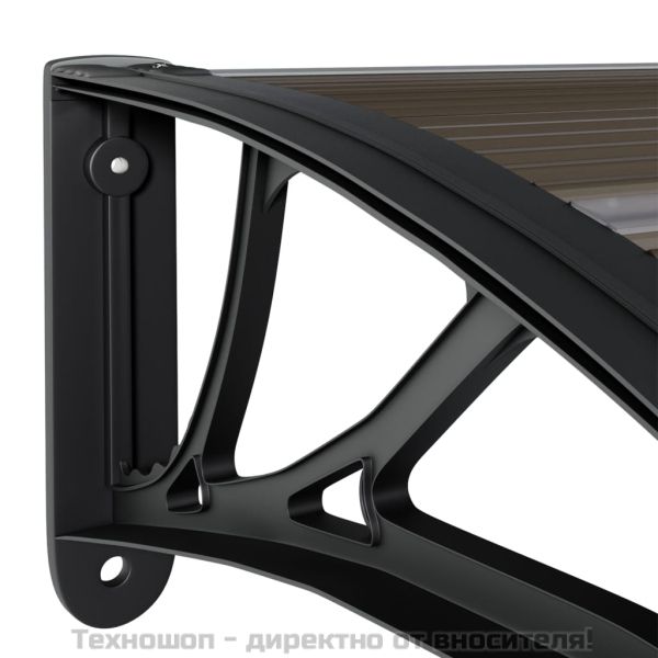 Навес за врата, черен, 300x75 см, поликарбонат