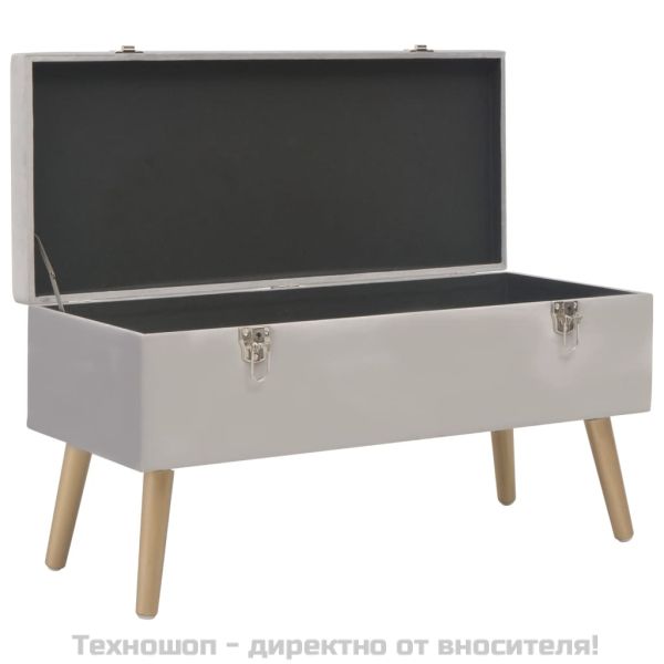Пейка с отделение за съхранение, 80 см, сиво кадифе