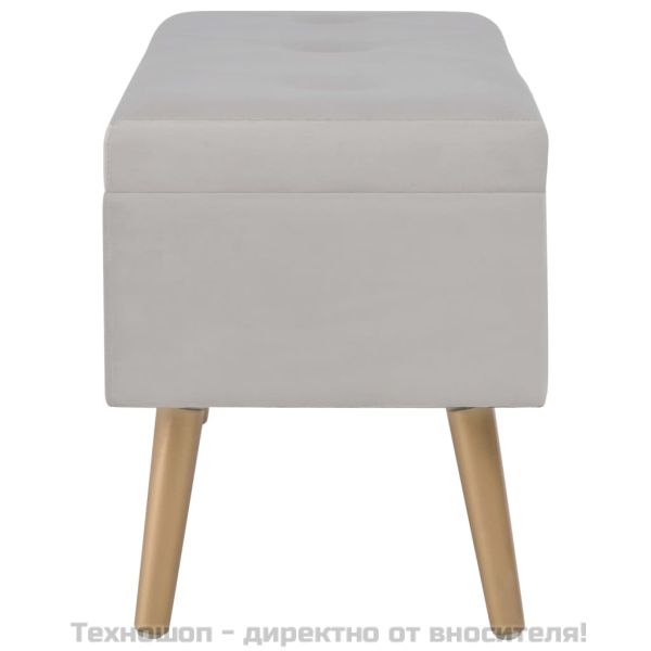 Пейка с отделение за съхранение, 80 см, сиво кадифе