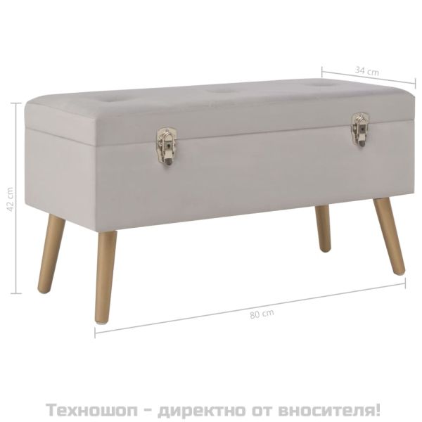 Пейка с отделение за съхранение, 80 см, сиво кадифе
