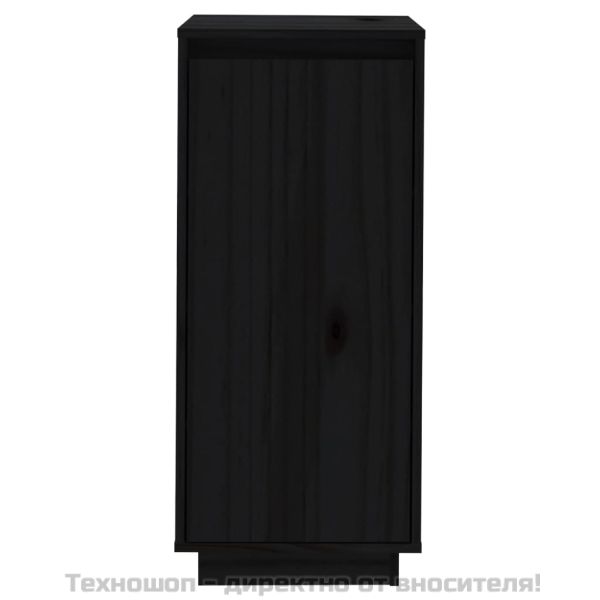 Шкаф за обувки, черен, 35x35x80 см, бор масив