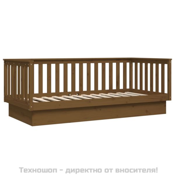 Дневно легло, меденокафяво, борово дърво масив, 100x200 см