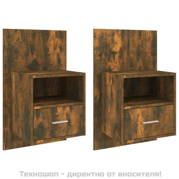 Нощни шкафчета за стенен монтаж, 2 бр, опушен дъб