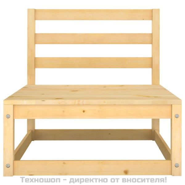 Градински лаундж комплект, 2 части, с възглавници, бор масив