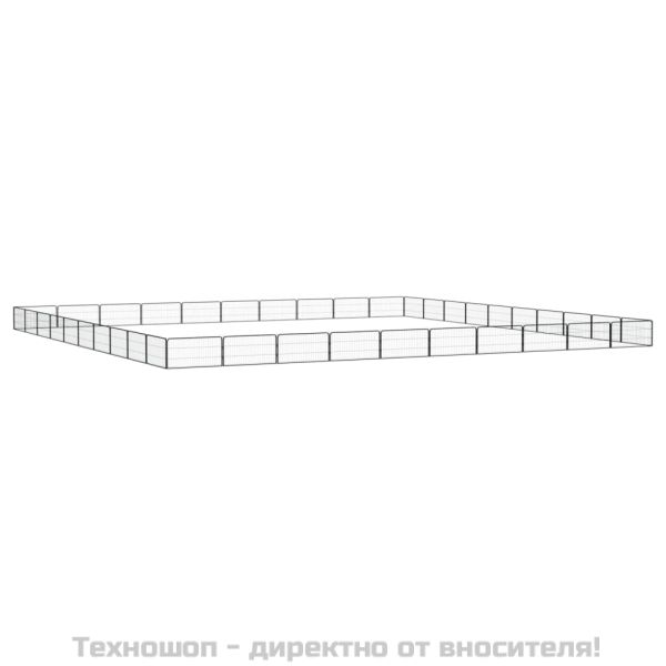 Заграждение за куче черно 40 панела 100x50 см прахово боядисано