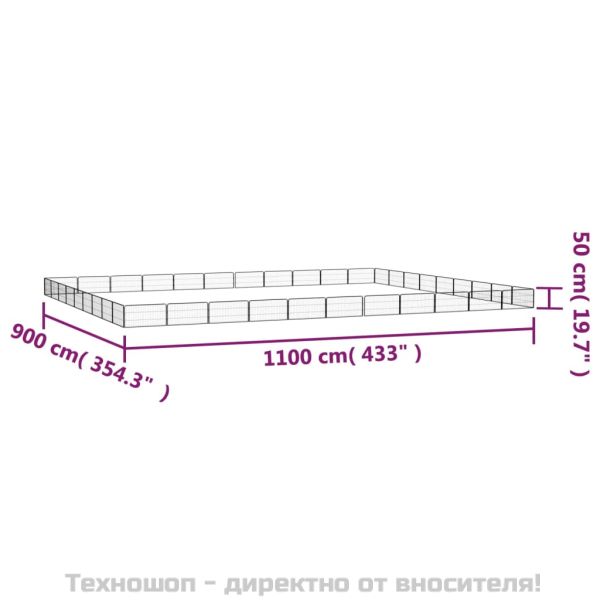 Заграждение за куче черно 40 панела 100x50 см прахово боядисано