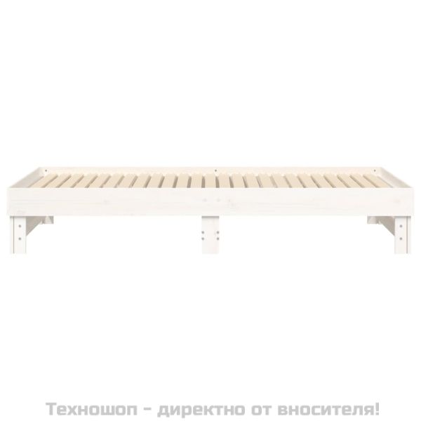 Разтегателно дневно легло, бяло, 2x(100x200) см, бор масив