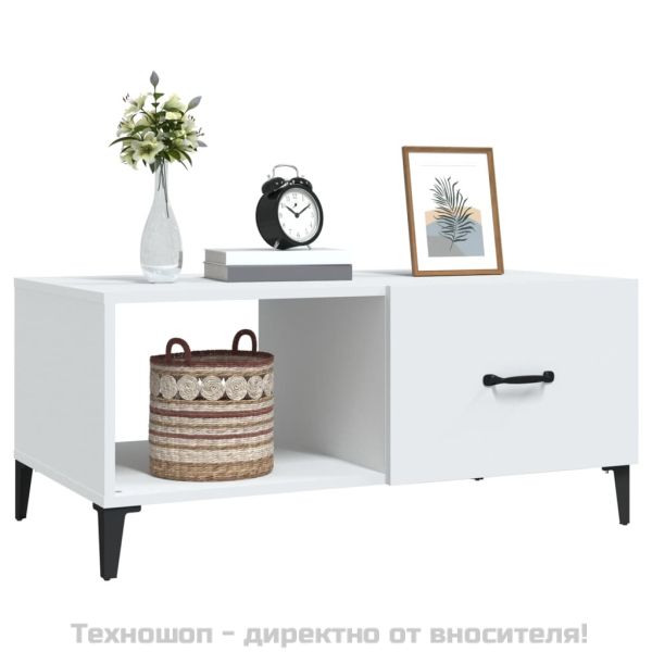 Кафе маса, бяла, 90x50x40 см, инженерно дърво