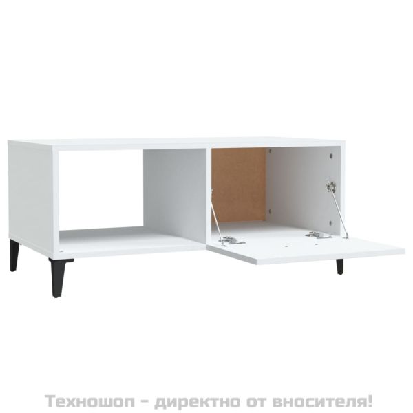 Кафе маса, бяла, 90x50x40 см, инженерно дърво
