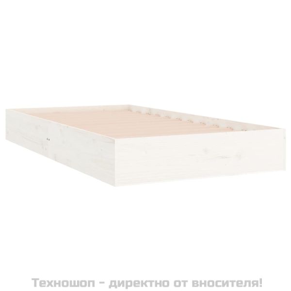 Рамка за легло, бяла, масивно дърво, 100х200 см