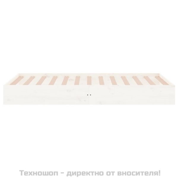 Рамка за легло, бяла, масивно дърво, 100х200 см