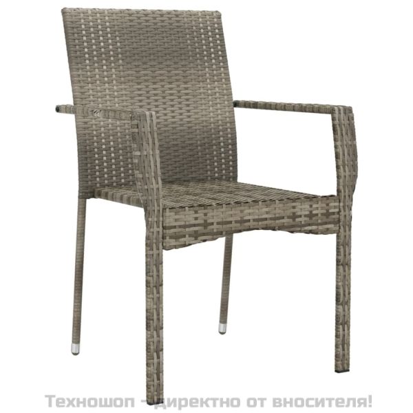 Градински столове с възглавници, 2 бр, полиратан, сиви