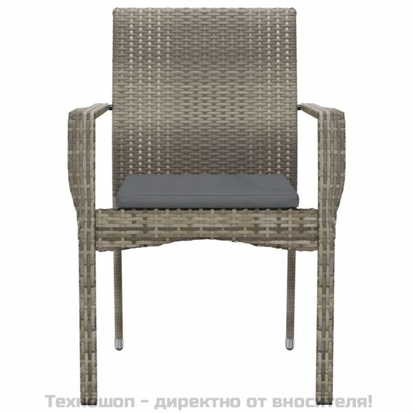 Градински столове с възглавници, 2 бр, полиратан, сиви