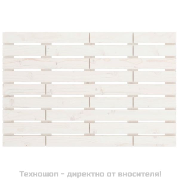 Стенна табла за спалня, бяла, 96x3x63 см, борово дърво масив