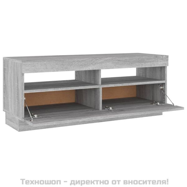 ТВ шкаф с LED осветление, сив сонома, 100x35x40 см