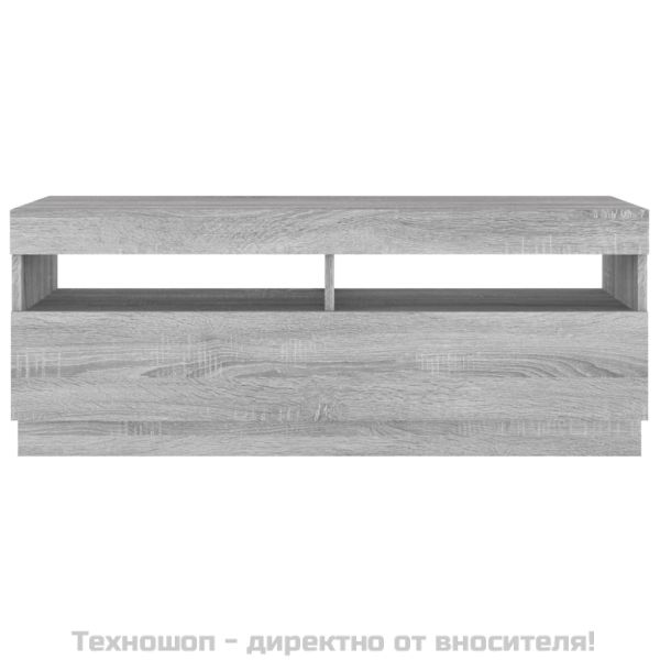 ТВ шкаф с LED осветление, сив сонома, 100x35x40 см