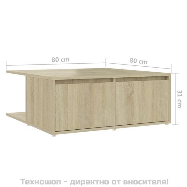 Маса за кафе, дъб сонома, 80x80x31 см, инженерно дърво