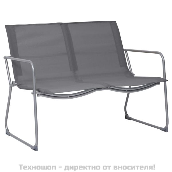 Градински лаундж комплект, 4 части, плат и стомана, сив