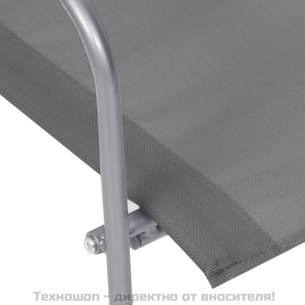 Градински лаундж комплект, 4 части, плат и стомана, сив