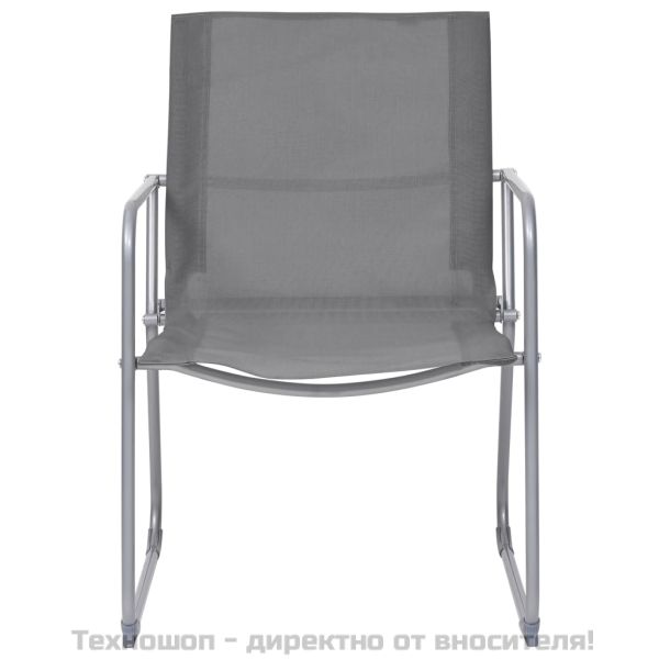 Градински лаундж комплект, 4 части, плат и стомана, сив