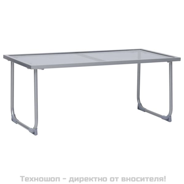 Градински лаундж комплект, 4 части, плат и стомана, сив