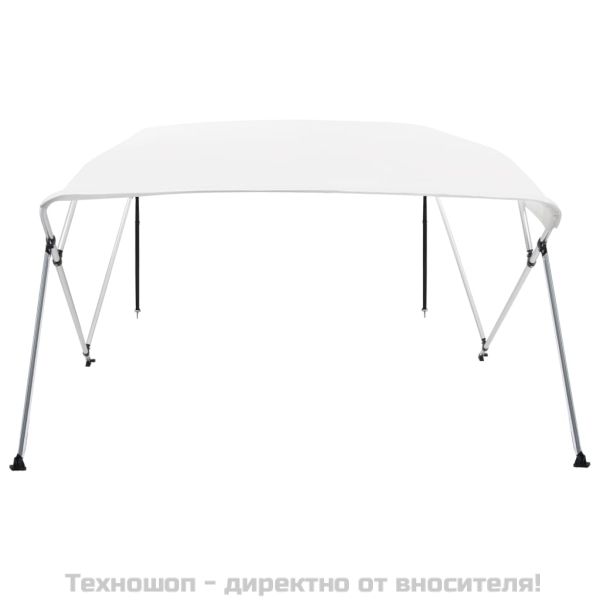 Тента за лодка, 4 дъги, бяла, 243x210x137 см