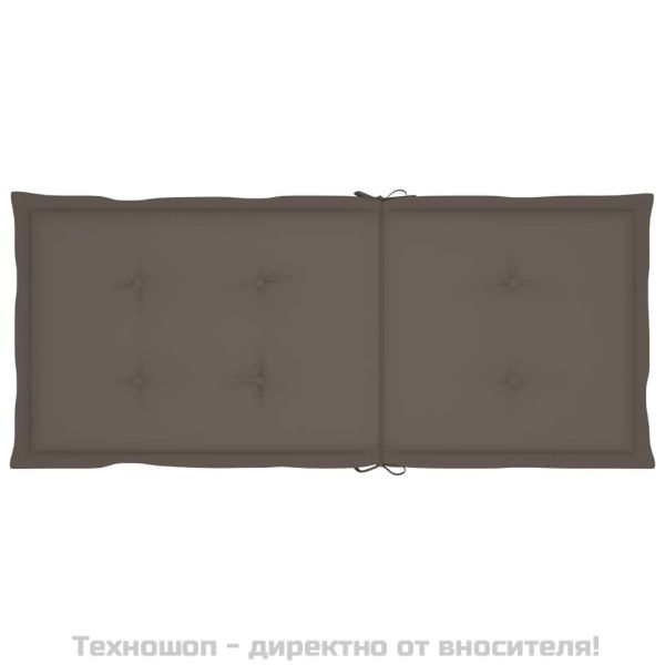 Възглавници за столове с облегалки 4 бр таупе 120x50x3 см плат