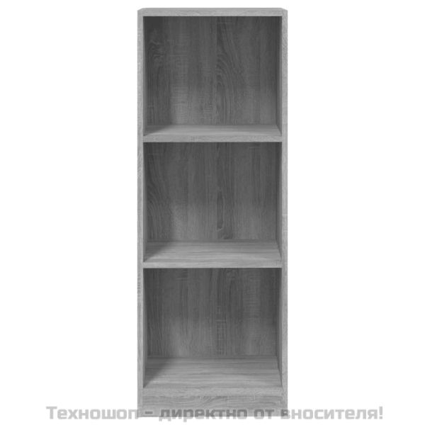 Библиотека на 3 нива, сив сонома, 40x24x109 см, инженерно дърво