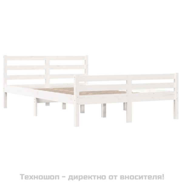 Рамка за легло, бяла, дърво масив, 135x190 cм, Double