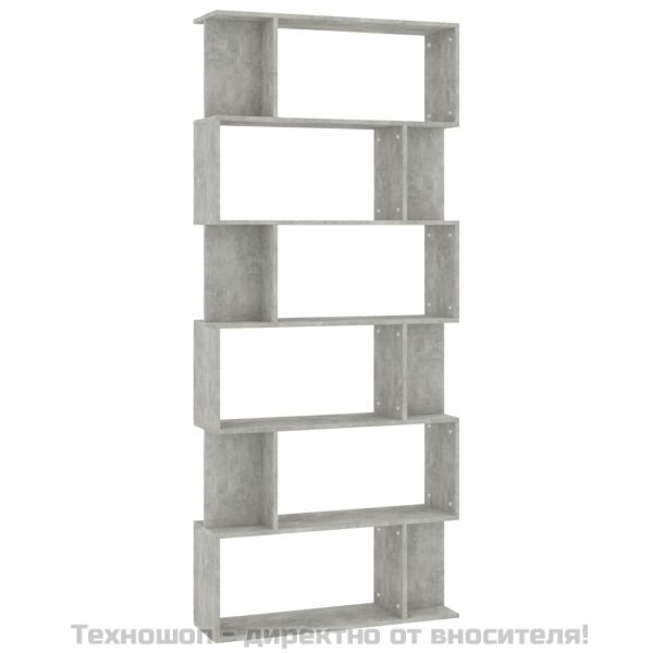 Разделител за стая, бетонно сив, 80x24x192 см, инженерно дърво