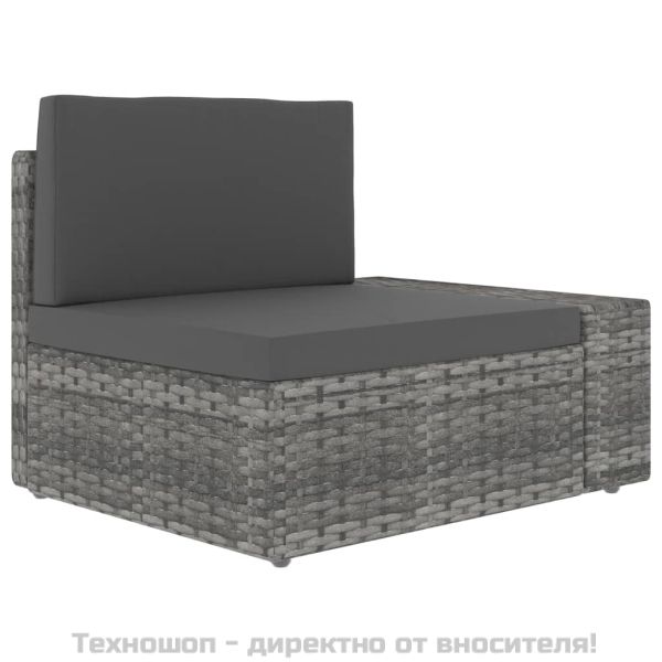 Двуместен модулен диван, полиратан, сив