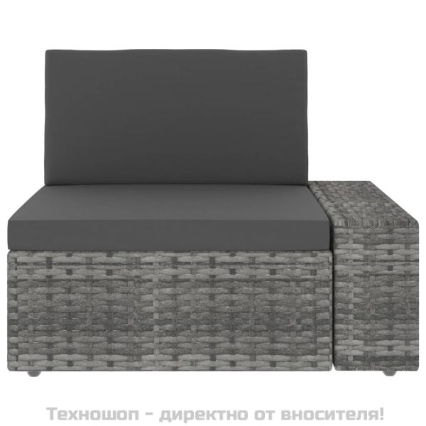 Двуместен модулен диван, полиратан, сив