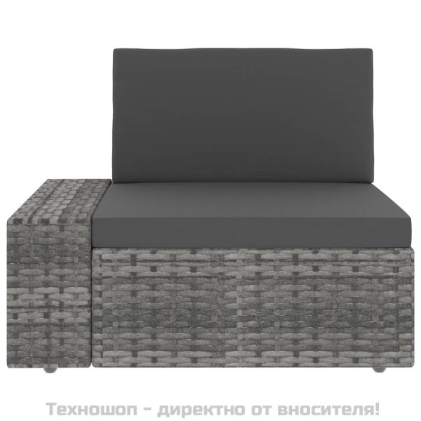 Двуместен модулен диван, полиратан, сив