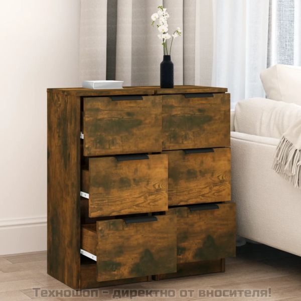 Сайдборди, 2 бр, опушен дъб, 30x30x70 см, инженерно дърво