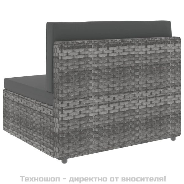 Двуместен модулен диван, полиратан, сив