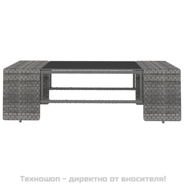 Градински комплект за отдих, 2 части, полиратан, сив