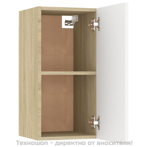 ТВ шкаф, бяло и дъб сонома, 30,5x30x60 см, инженерно дърво