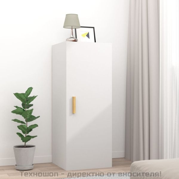 Стенен шкаф, бял, 34,5x34x90 см, инженерно дърво