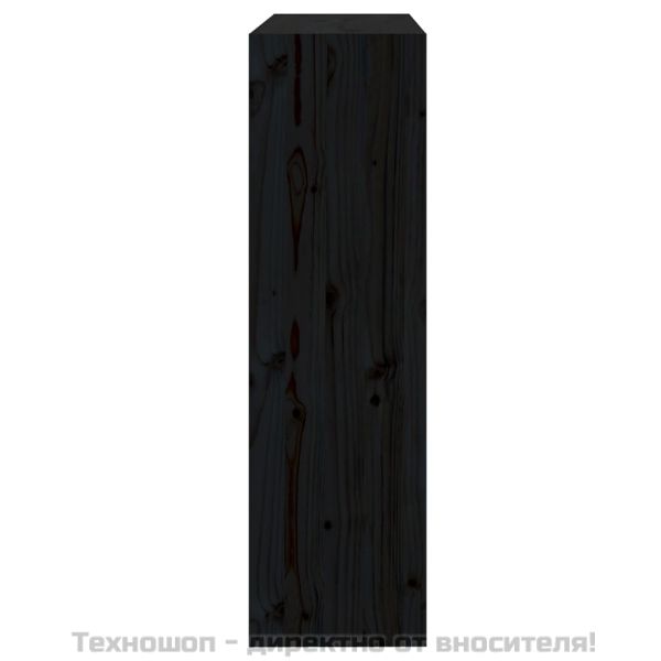 Библиотека/разделител за стая, черна, 80x30x103,5 см, бор масив