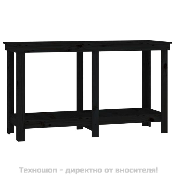 Работна маса черна 140x50x80 см борово дърво масив