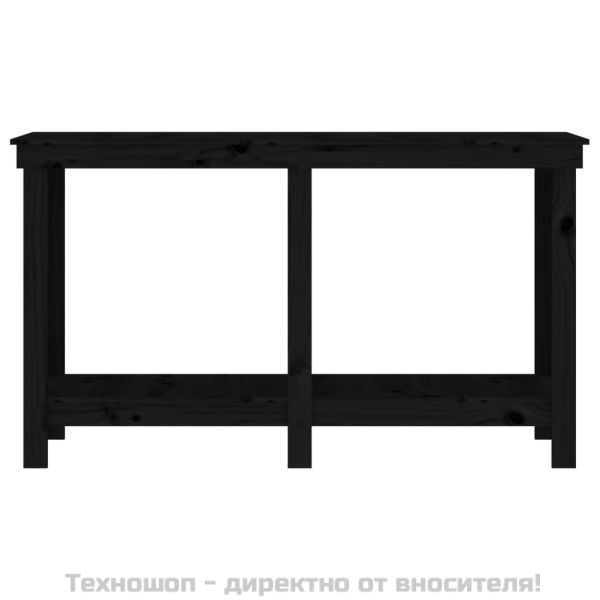 Работна маса черна 140x50x80 см борово дърво масив