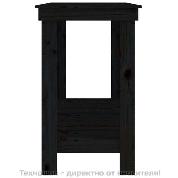 Работна маса черна 140x50x80 см борово дърво масив