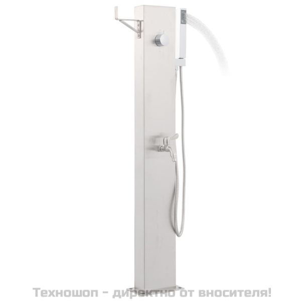 Градински душ с кран, 110 см, неръждаема стомана